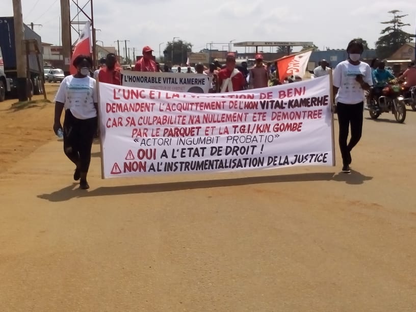 Beni: les militants de l&rsquo;UNC dans une marche pacifique pour demander l&rsquo;acquitemenent de Vital&nbsp;Kamerhe